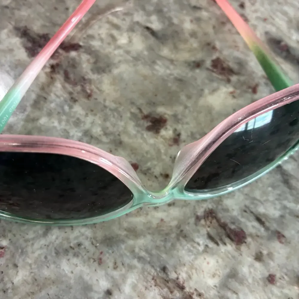 Gymboree Girls Ombre Sunglasses Pink Green Rhinestone 6+